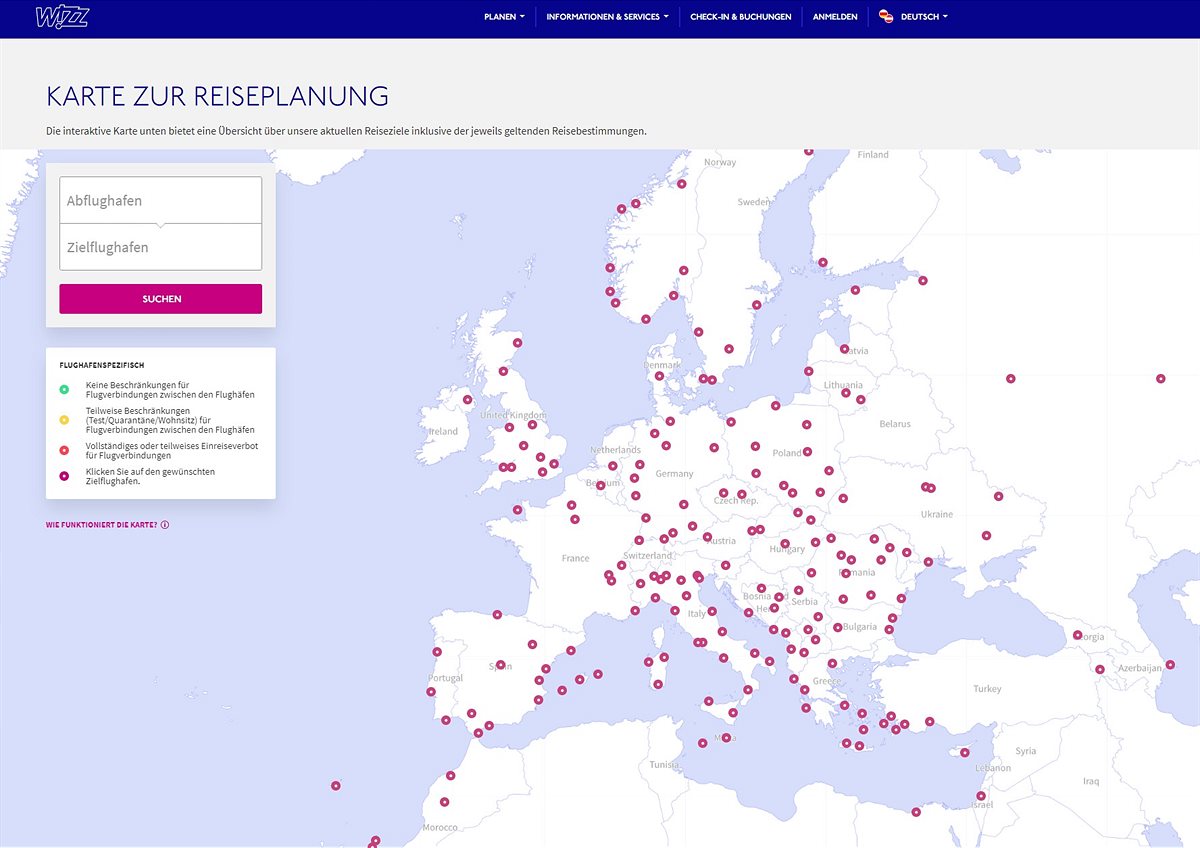 Reiseplanungskarte