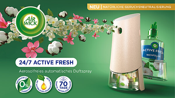 Mit Active Fresh präsentiert Air Wick das erste aerosolfreie automatische  Duftspray der Marke - Onlineportal
